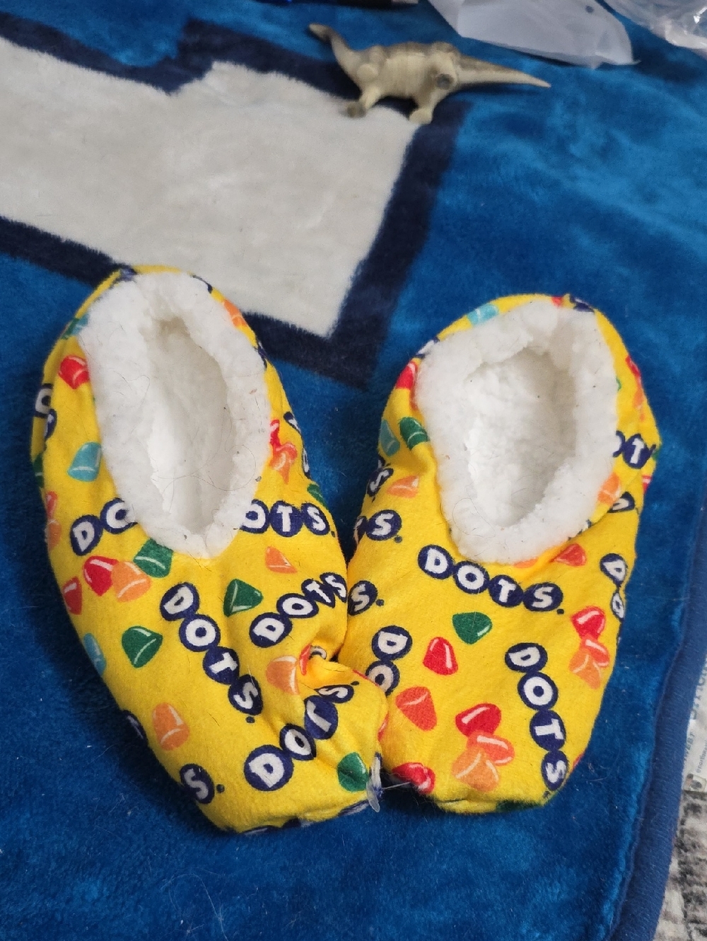 Dots Yellow Plush Women's Slip-On Slipper Socks with Multicolor Dot Print